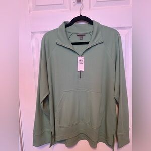 Sage Green Half-Zip Pullover Sweater